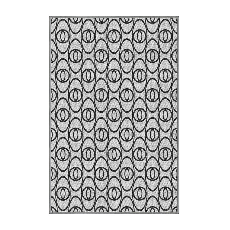 Tapis noir/blanc à motifs, Rectangle 2 pi x 5 pi