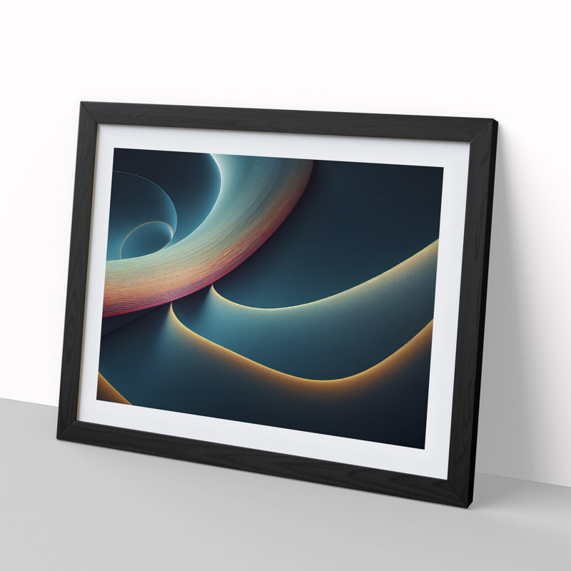 Head Turning Modern Abstract - Single Picture Frame Print, 25cm H x 34cm W, Black