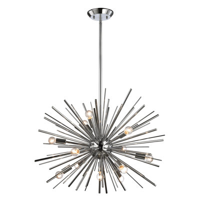 Lustre 12 lumières Starburst - chrome poli