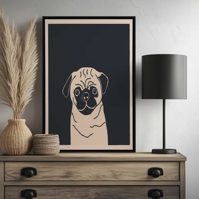 «Pugsy the Pug Dog» par Sary and Saff, reproduction d'art