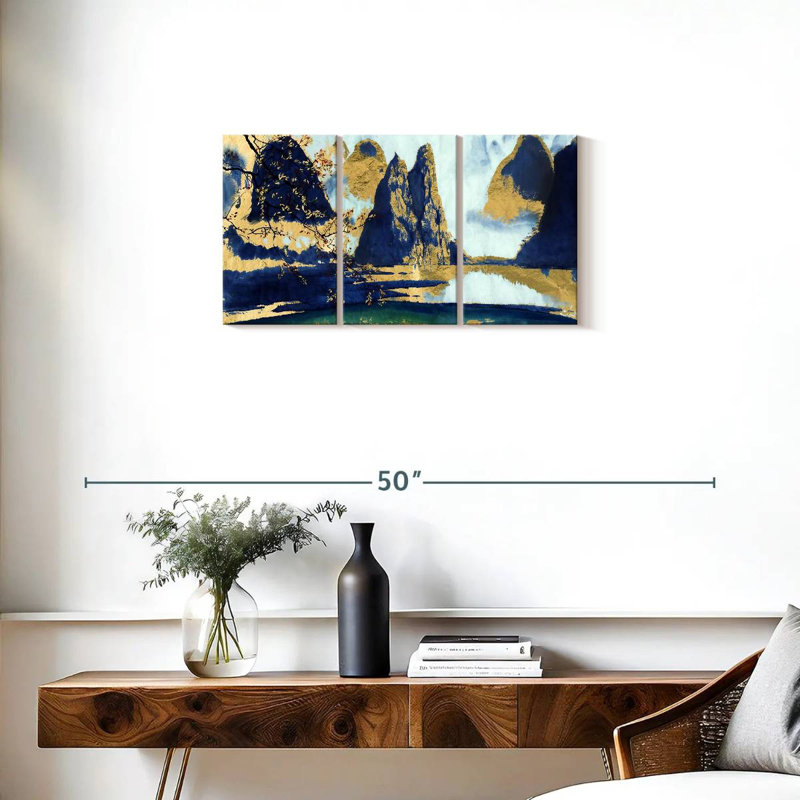 Montagnes chinoises, reproduction sur toile, H 15 po x l 32 po x P 1,25 po