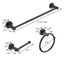 Ensemble de quincaillerie de salle de bain 3 pièces avec barre à serviettes rétractable * 1, anneau à serviette * 1, porte-papier hygiénique * 1 en noir-73457656