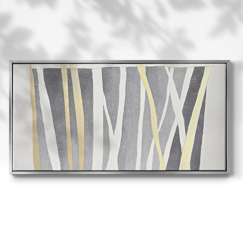 Abstrait, série DLXLXVVI, toile tendue avec châssis, prêt à accrocher, H 25 po x l 49 po, Argent argent