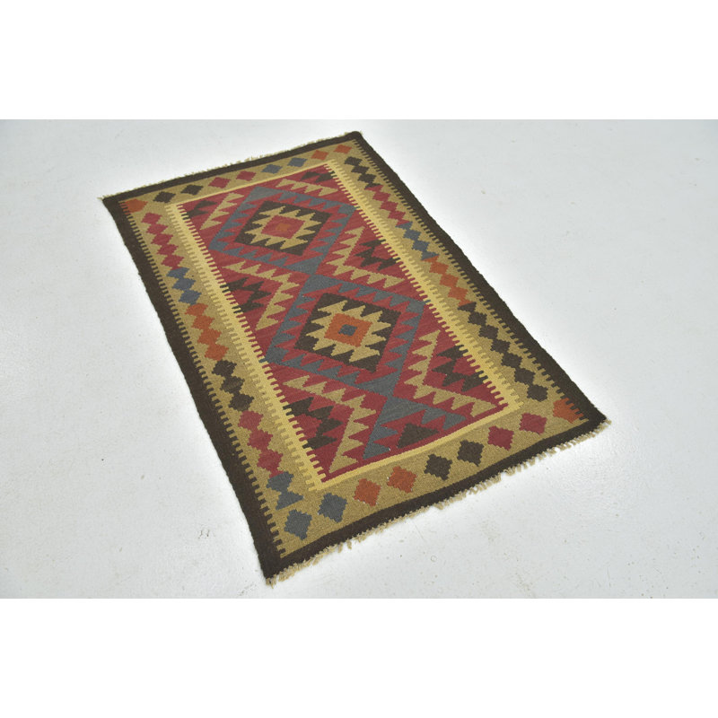 Tapis de zone en laine 3 pi 2 po x 5 pi à main one-of-kind-noué la Lorain