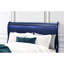 Lit double en bleu avec tête de lit à DEL, conception, panneau en bois massif et profondeur de 55,21 po, largeur de 82,18 po, hauteur de 45,94 po, style transitionnel, tête de style, hévéa large, profond, haut, 73,36 lb