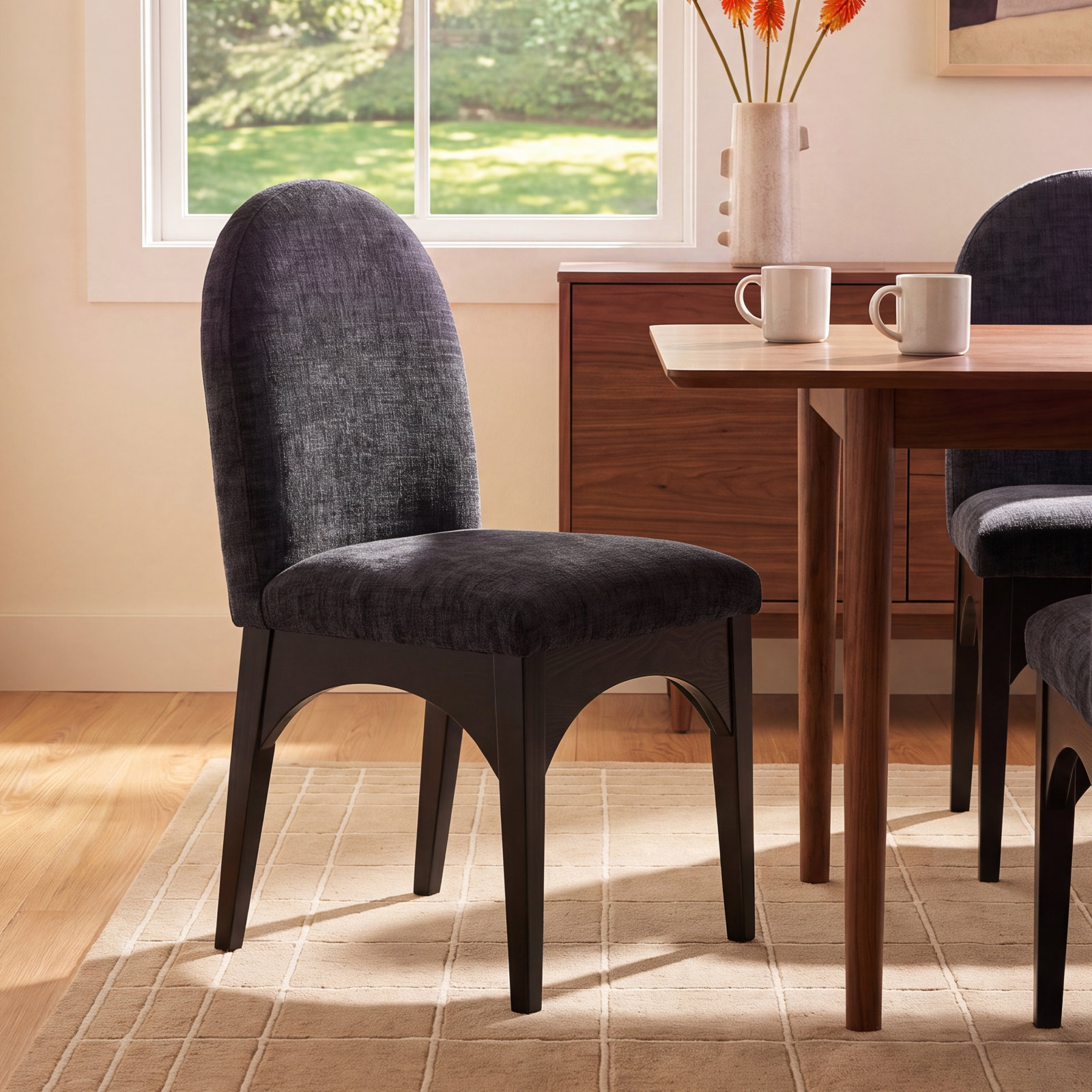 Waldorf Dining Chair, Black, Black Chenille