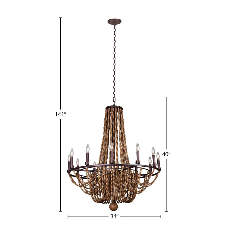 Lustre en acajou royal 12 LT Beechwood Kalco