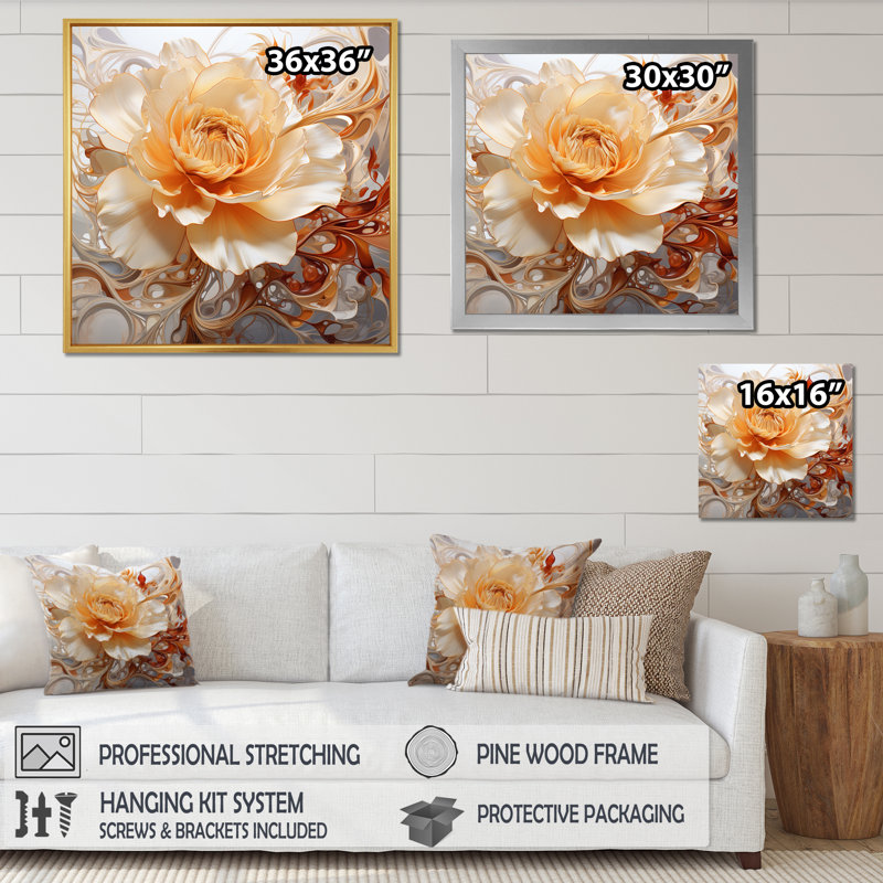 Fleur de magnolia blanc - impression, Cadre photo noir simple, H 36 po x l 36 po x P 1,5 po