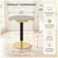 Table basse ronde de luxe moderne 23,6 po, plateau en panneau de fibres à densité moyenne à texture marbrée avec finition peinture UV, bordure en acier inoxydable, pieds en métal, table d'appoint de salon-130621715