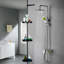 Meuble de rangement pour salle de bain en coin avec étagère de rangement pour salle de bain anti-rouille avec tablettes réglables à 4 niveaux, tablette de douche d'angle avec coussin en caoutchouc, hauteur de 101,6 po à 122 po