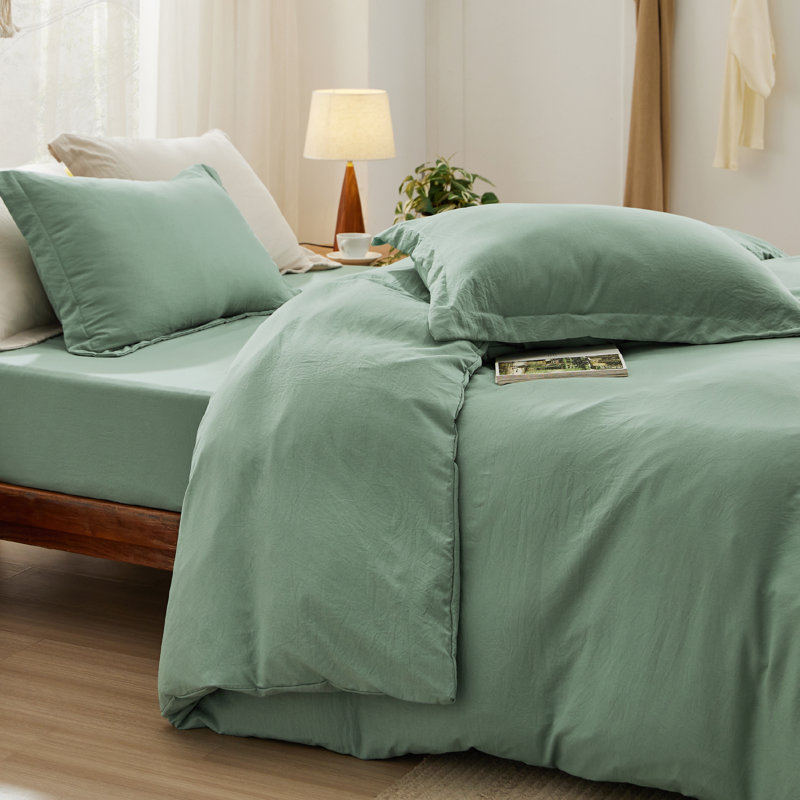  Ensemble de literie pour housse de couette pleine grandeur avec drap-housse - ensemble de literie extra doux en coton prélavé 4 pièces