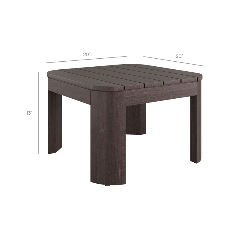 Table d'appoint d'extérieur Kona en bois de teck brun foncé, Dark Brown