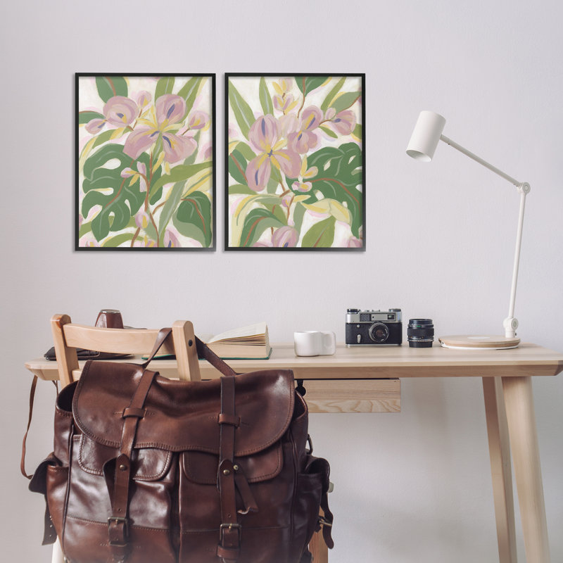  «Tropical Irises Abstraction 2 PC» par June Erica Vess, H 20 po x l 16 po, Giclée encadrée noir minuit