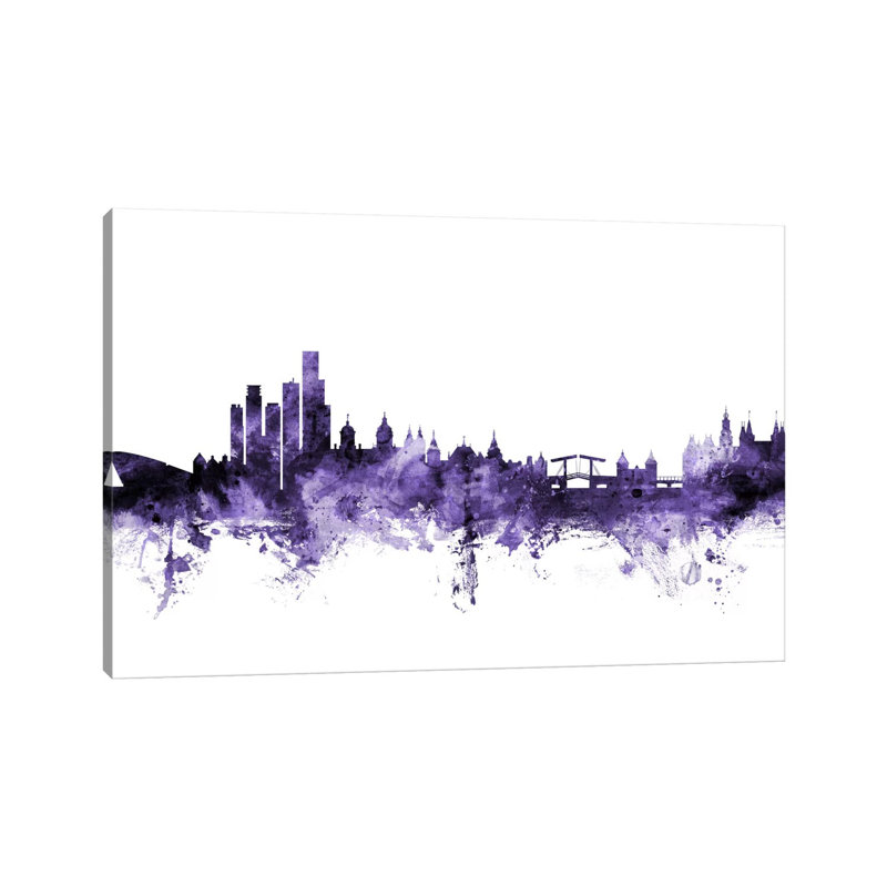 Amsterdam, the Netherlands Skyline by Michael Tompsett - 1 Piece Wrapped Canvas Wall Art, 20.32 cm H x 30.48 cm W