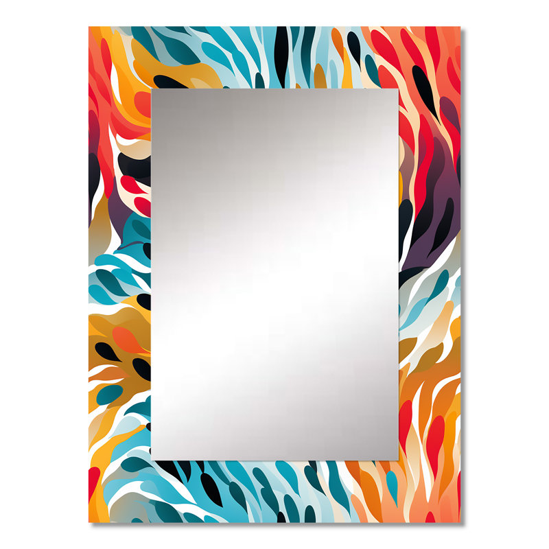 Alshon Rainbow Cheetah Waves - Abstract Unique Mirror, Abstract Large Wall Mirror, Printed Metal Art, 32" x 24"