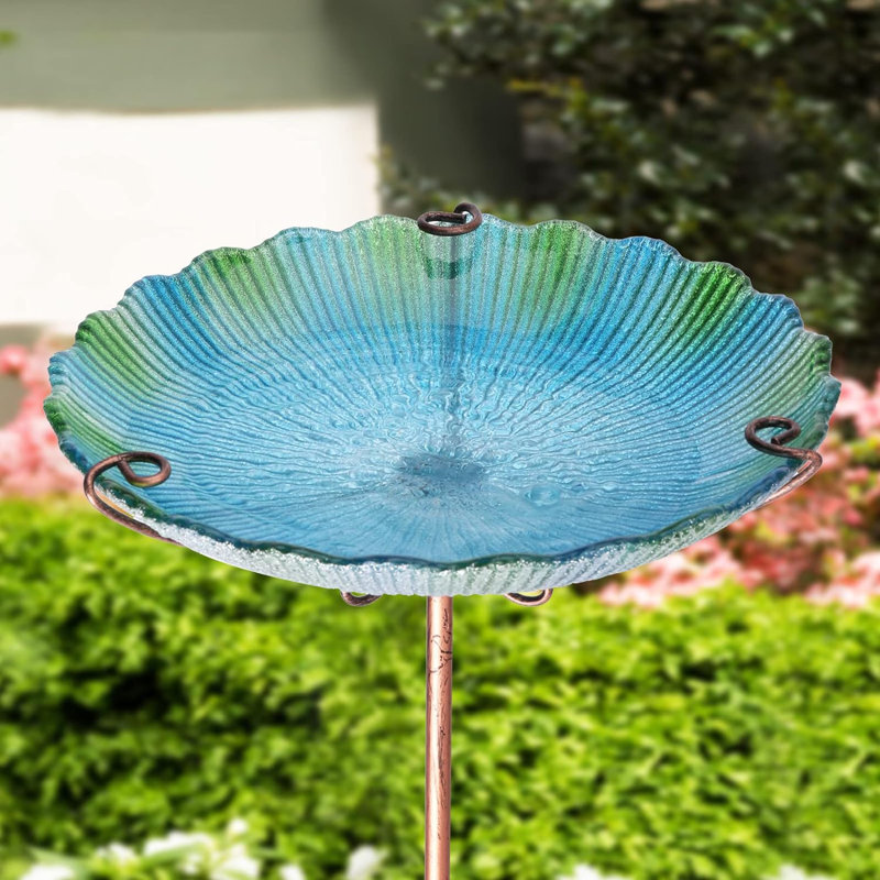 Bain d'oiseaux de jardin 26 po et piquet en métal
