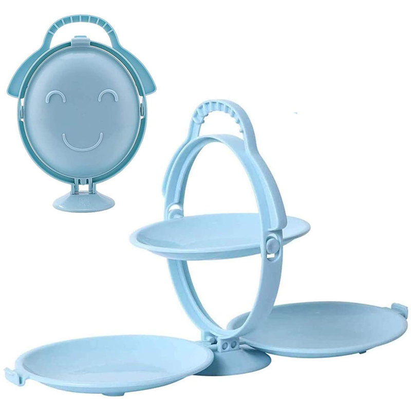 Assiette à fruits pliable à 3 plis, assiette à bonbons, assiette à fruits en plastique, Bleu