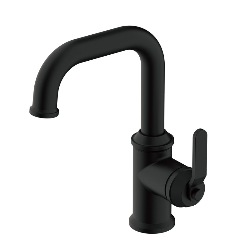 Kinzie Single Handle Single Hole Bathroom Faucet with Metal Touch Down Drain Included, Satin Black