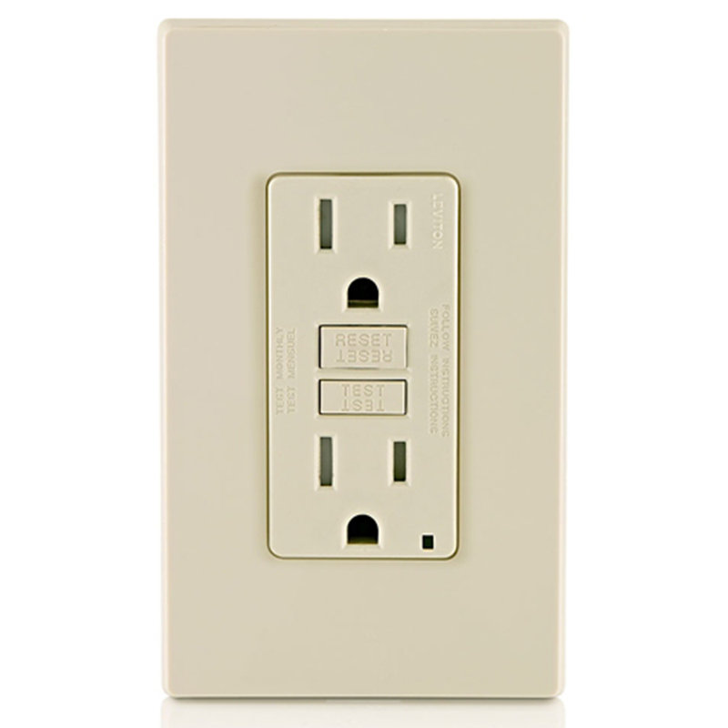 Leviton SmartlockPro 15 Amp 125 Volt Duplex Light Almond GFCI Outlet 5-15R 1 Pack