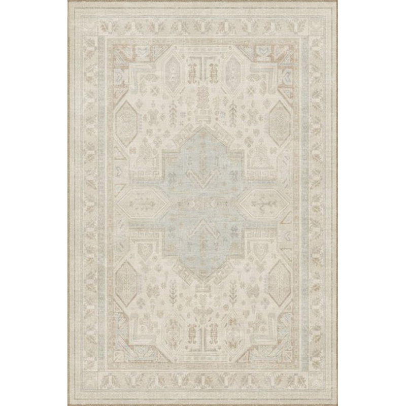 Tapis crème lavable à la machine à motif géométrique crème, Tapis de couloir 4 pi 11 po x 9 pi 10 po inclus
