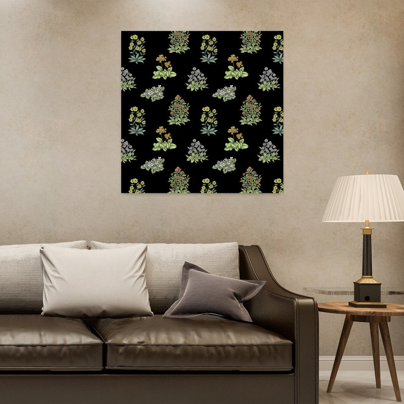 Art contemporain, art floral rétro, H 32 po x l 32 po