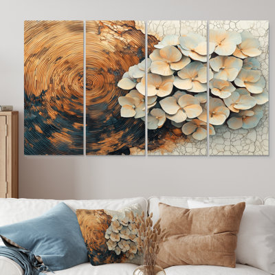 Cristal hortensia fleurs sur glissoire en bois II - art mural hortensia - décoration murale traditionnelle