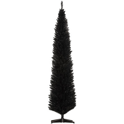 Artificial Pencil Christmas Tree, Slim Xmas Tree With Realistic Branch Tips And Plastic Stand