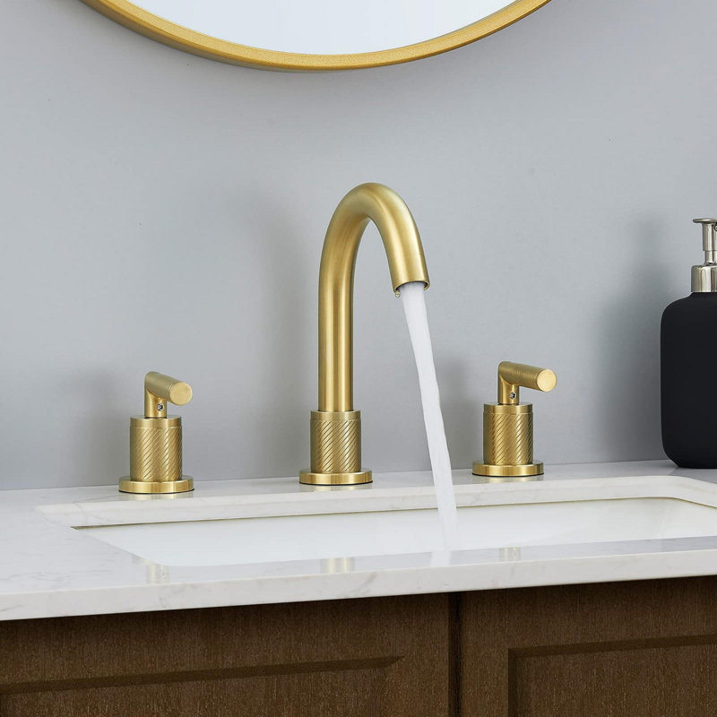 Bathroom faucet with 360 degree turn spout, Brushed Gold