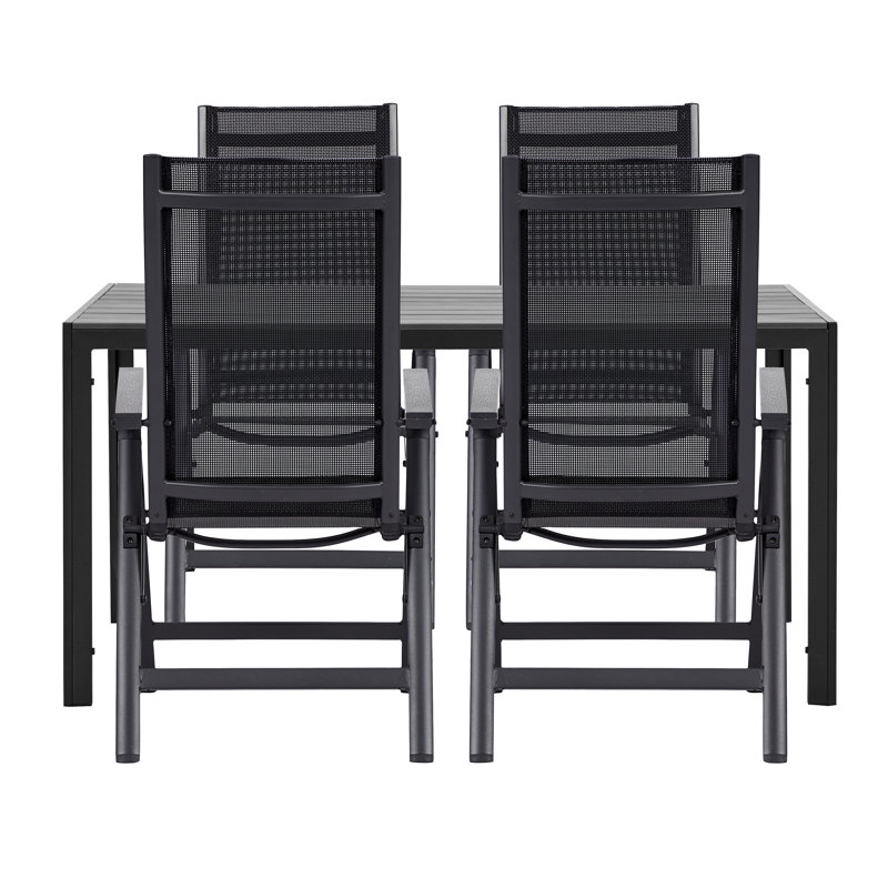 Oriska 4 - Person Patio Dining Set Rectangular Table, Grey Oak