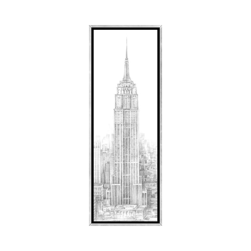 « Aerial City View II » par Ethan Harper-impression de dessin panoramique, H 36 po x l 12 po x P 1,5 po