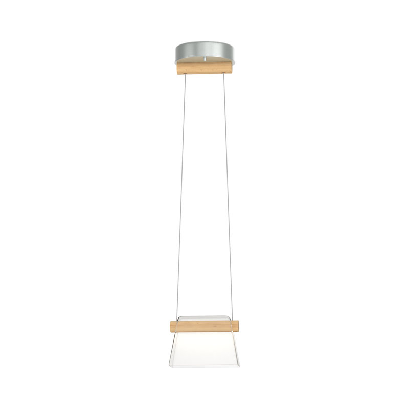 Luminaire suspendu 1 lumière DEL Cowbell, Verre transparent, Platine rétro