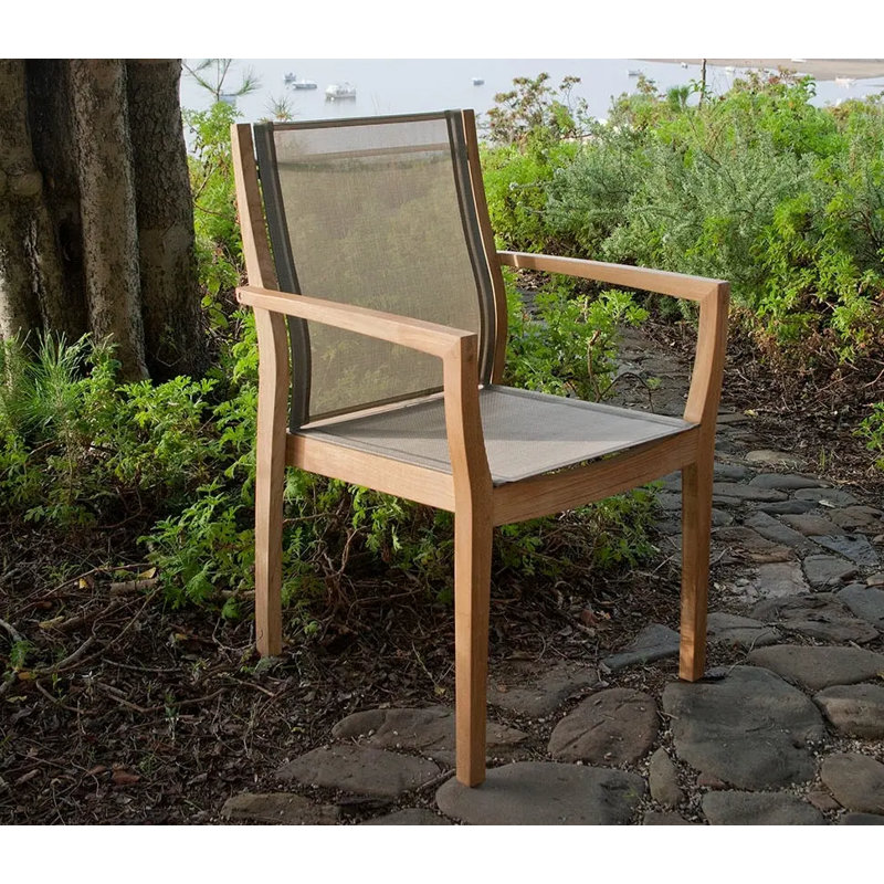 Horizon Outdoor Teak Dining Armchair, Titanium
