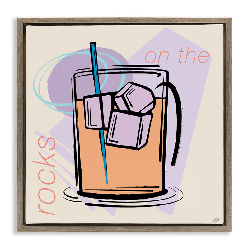 «On The Rocks Drink», art mural encadré par Elizabeth Medley, Cadre flottant orme Montalcino, H 18 po x l 18 po