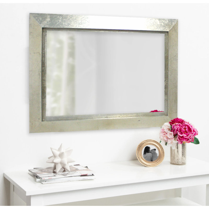 Lovelace Wood Flat Wall Mirror, Silver
