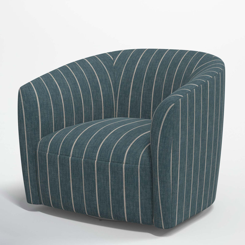 Fauteuil demi-tonneau pivotant rembourré Marita, Frigo à rayures indigo