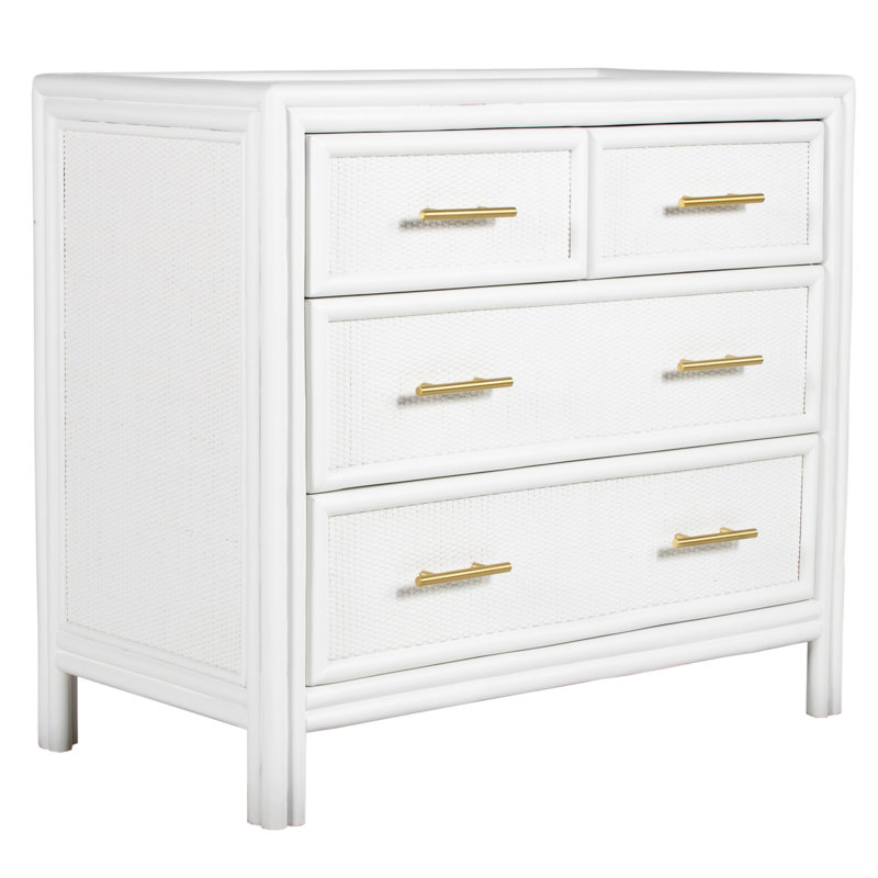 Aruba 4 - Drawer Nightstand, White/Gold