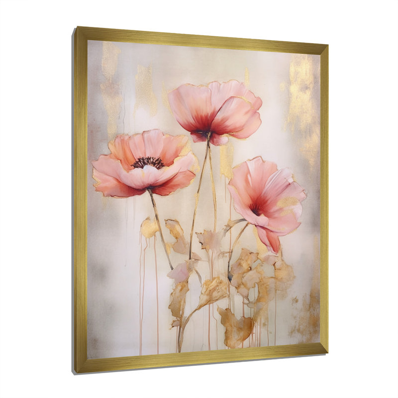 Corail vibrant coquelicots II, Cadre doré à une seule photo, H 32 po x l 16 po x P 1 po