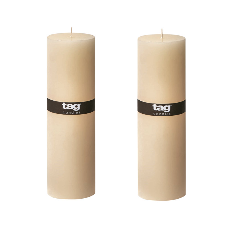 Bougies décoratives piliers en paraffine ivoire Chapel 3X10 (lot de 2), Beige