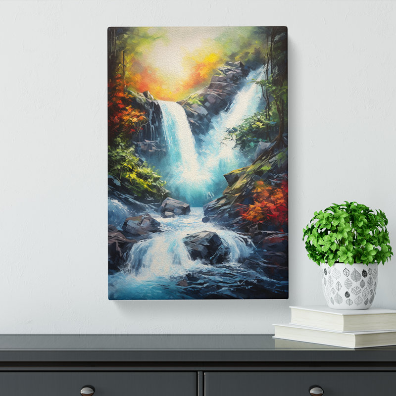 Waterfall Action Painting - Wrapped Canvas, 60cm H x 40cm W x 3cm D