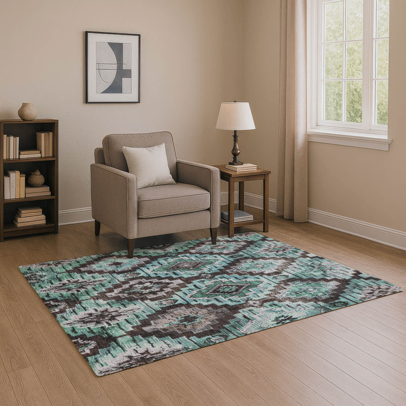 Tapis aztèque Jakiyra AMF1891 lavable à la machine de qualité supérieure, Rectangulaire 8 pi x 10 pi