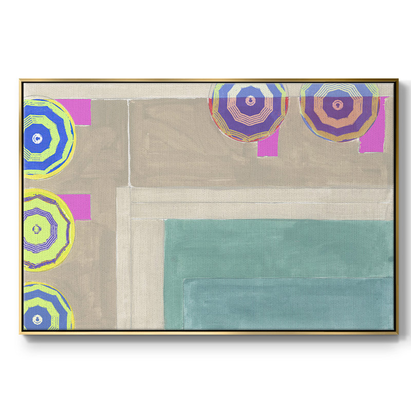 " By The Pool III ", 27" H x 41" W x 2" D, Gold