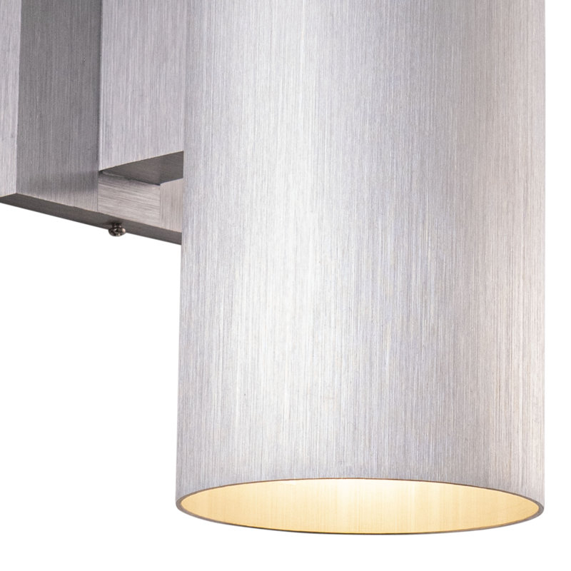 Edith Aluminum Outdoor Armed Sconce, Satin Aluminum, 14.25" H x 5" W x 8" D, Up/Down