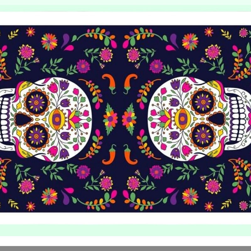 Day of The Dead Sugar Skull Decorative Kitchen & Hand Towel Set - Black (Set of 2)