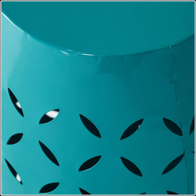 Table d'appoint lilas 12 po - Design industriel cylindrique, bleu sarcelle