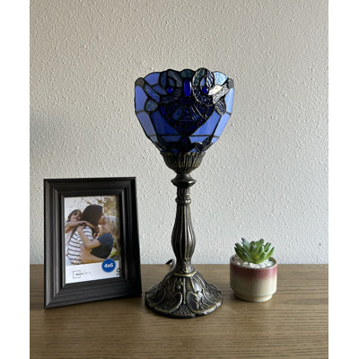 Simonetti Tiffany Mini Torch Table Lamp Baroque Style Stained Glass LED Bulb Included 6"W*6"D*15"H