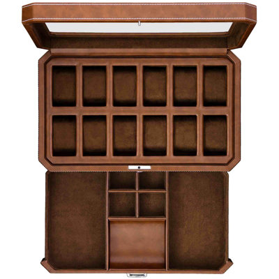 12 Slot Luxury Watch Case Display Organizer Microsuede Liner Accessories Holder Jewelry Case Jewelry Display Organizer TanBrown 12 Slot Luxury Watch Case Display Organizer Microsuede Liner Accessories Holder Jewelry Case Jewelry Display Organizer TanBrown