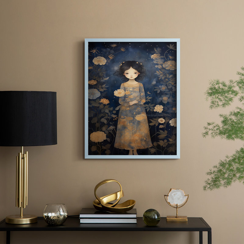 Reproduction encadrée WOMEN Series MI - bois massif, H 15 po x l 12 po, Bleu