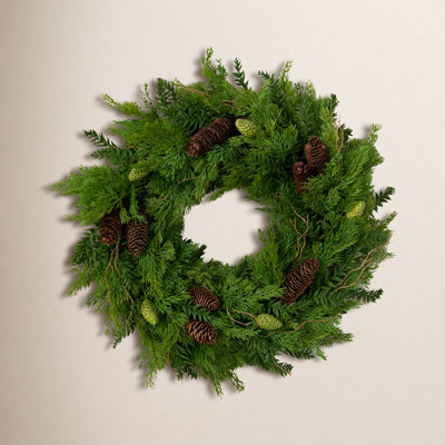 22" Artificial Edema Cedar and Hemlock Wreath