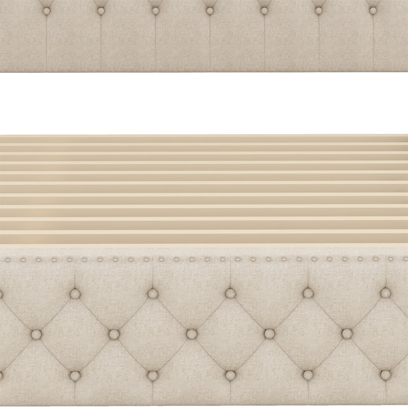 Lit à panneau tapissier Broida, Beige