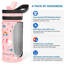 Bouteille isotherme à double paroi 14 oz pour enfants, bouteille d'eau isotherme avec 2 couvercles en paille